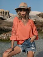 Lace Detail V-Neck Blouse Trendsi