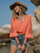 Lace Detail V-Neck Blouse Trendsi