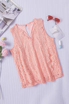 Lace V-Neck Wide Strap Tank Trendsi