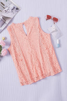 Lace V-Neck Wide Strap Tank Trendsi