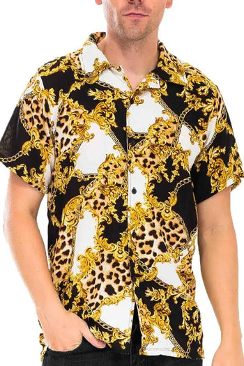 Leopard Cheetah Button Down Shirt WEIV