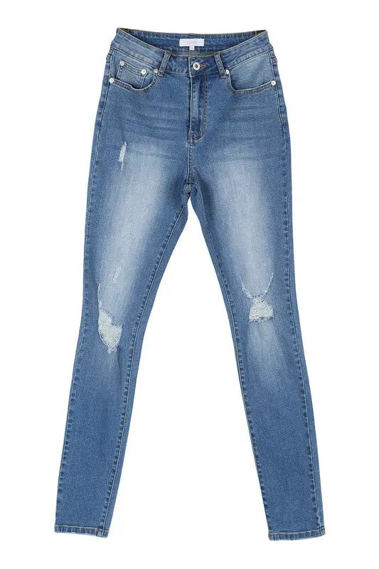 Dark wash distressed skinny jeans Lilou