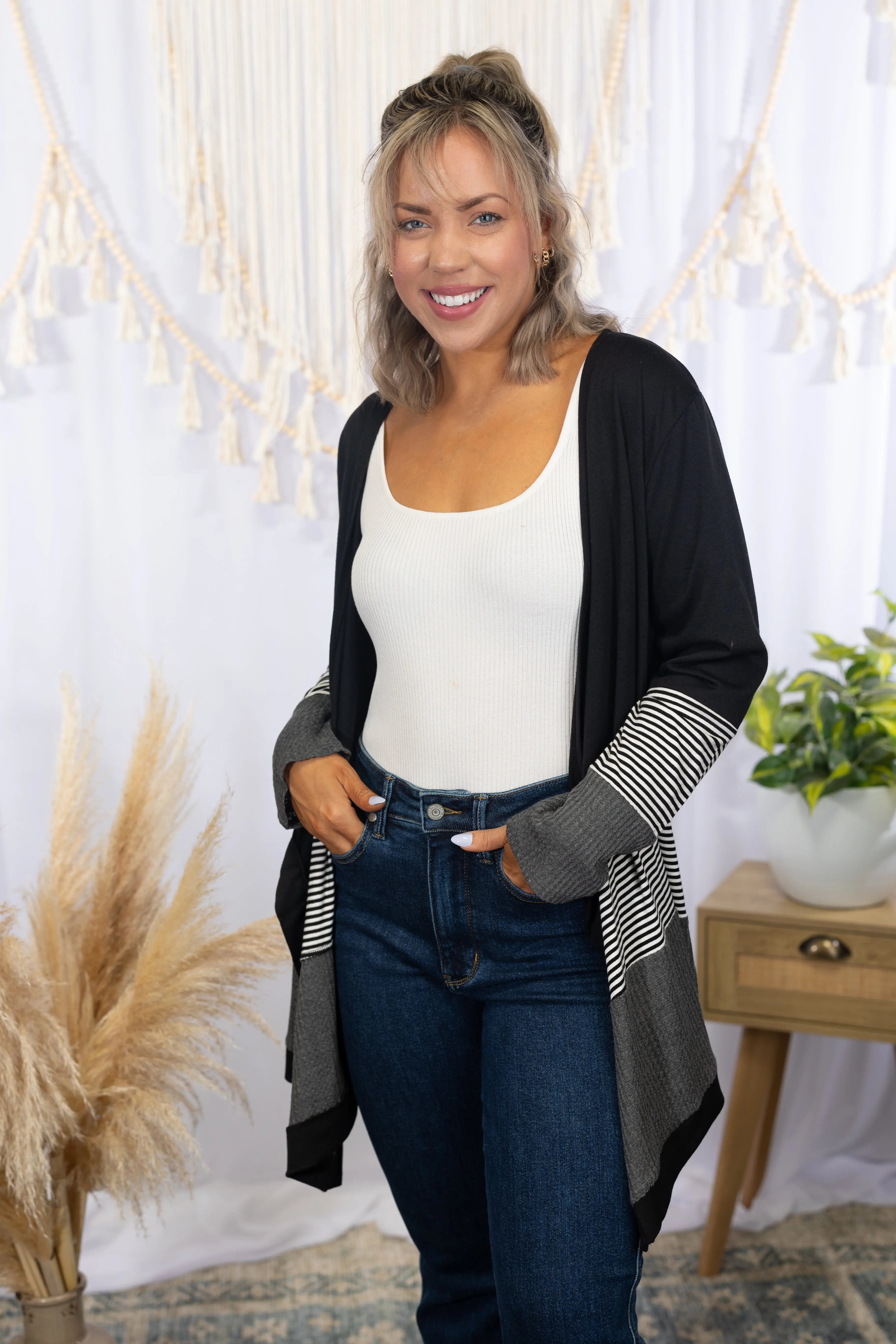 Linear Escape - Black Cardigan Boutique Simplified