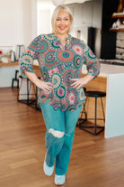 Lizzy Top in Teal Medallion Ave Shops