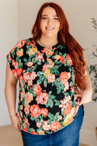 Lizzy Cap Sleeve Top in Black Garden Floral Ave Shops