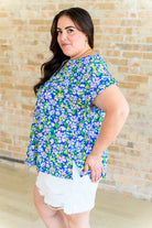 Lizzy Cap Sleeve Top in Royal and Pink Wildflower Ave Shops