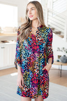 Lizzy Dress in Navy Rainbow Leopard Ave Shops