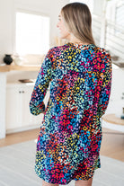 Lizzy Dress in Navy Rainbow Leopard Ave Shops