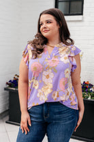 Lizzy Flutter Sleeve Top in Lavender French Floral Ave Shops