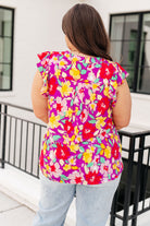 Lizzy Flutter Sleeve Top in Magenta and Yellow Floral Ave Shops