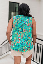 Lizzy Tank Top in Emerald and Aqua Multi Floral Ave Shops