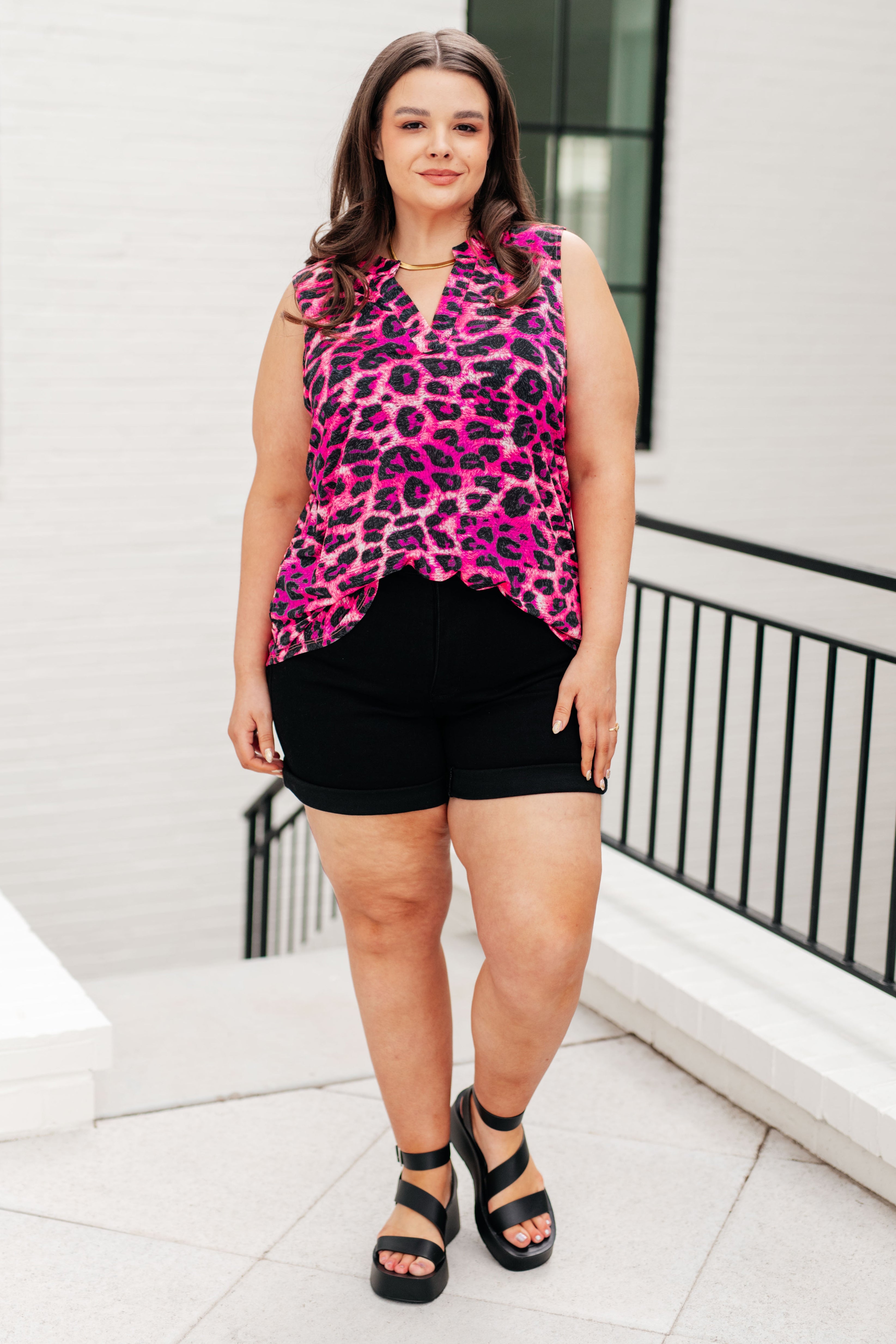 Lizzy Tank Top in Pink Multi Leopard Ave Shops