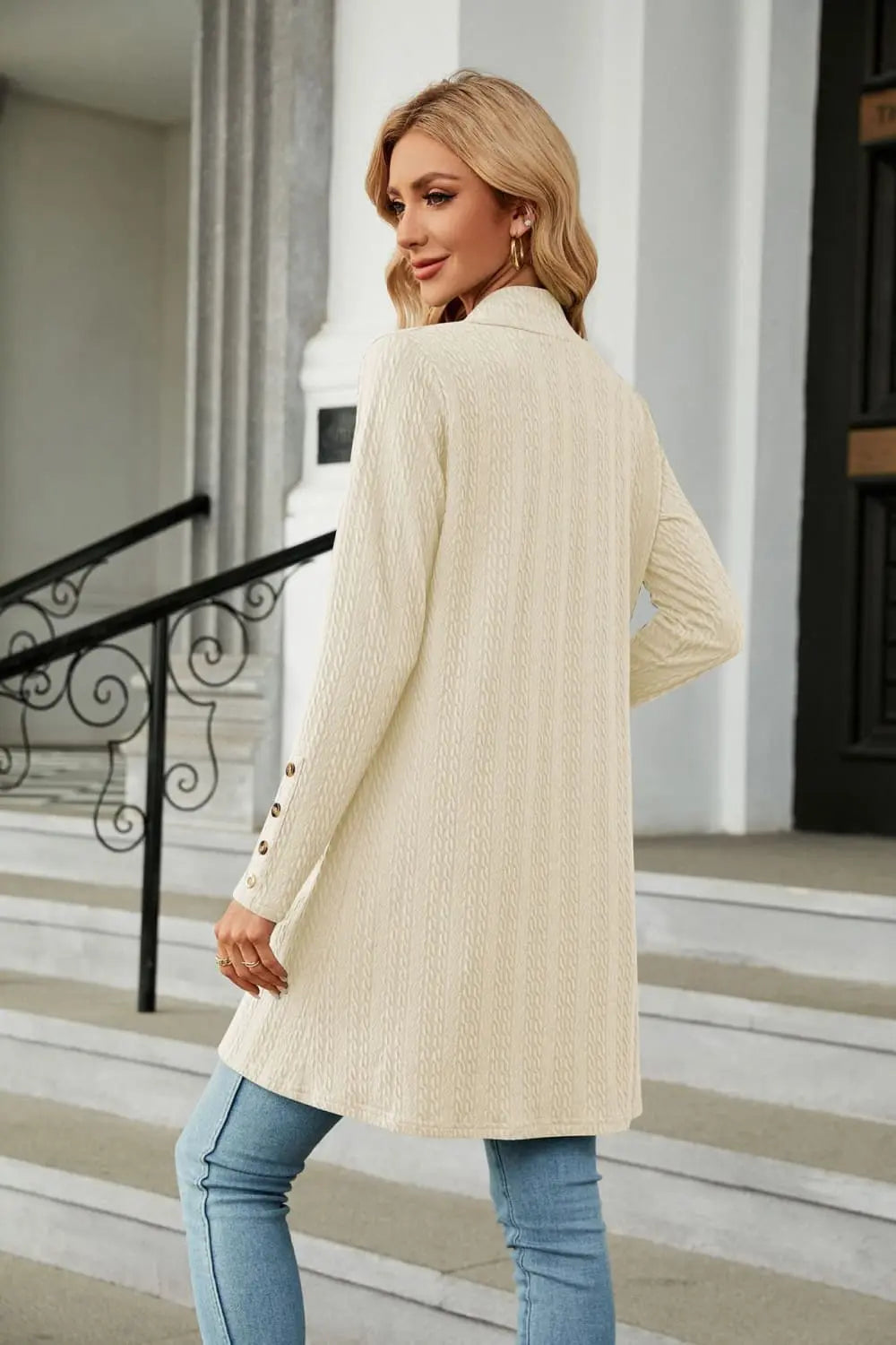 Long Sleeve Open Front Cardigan Trendsi