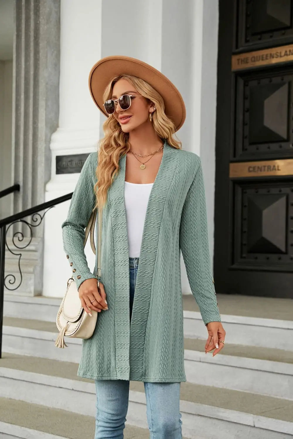 Long Sleeve Open Front Cardigan Trendsi