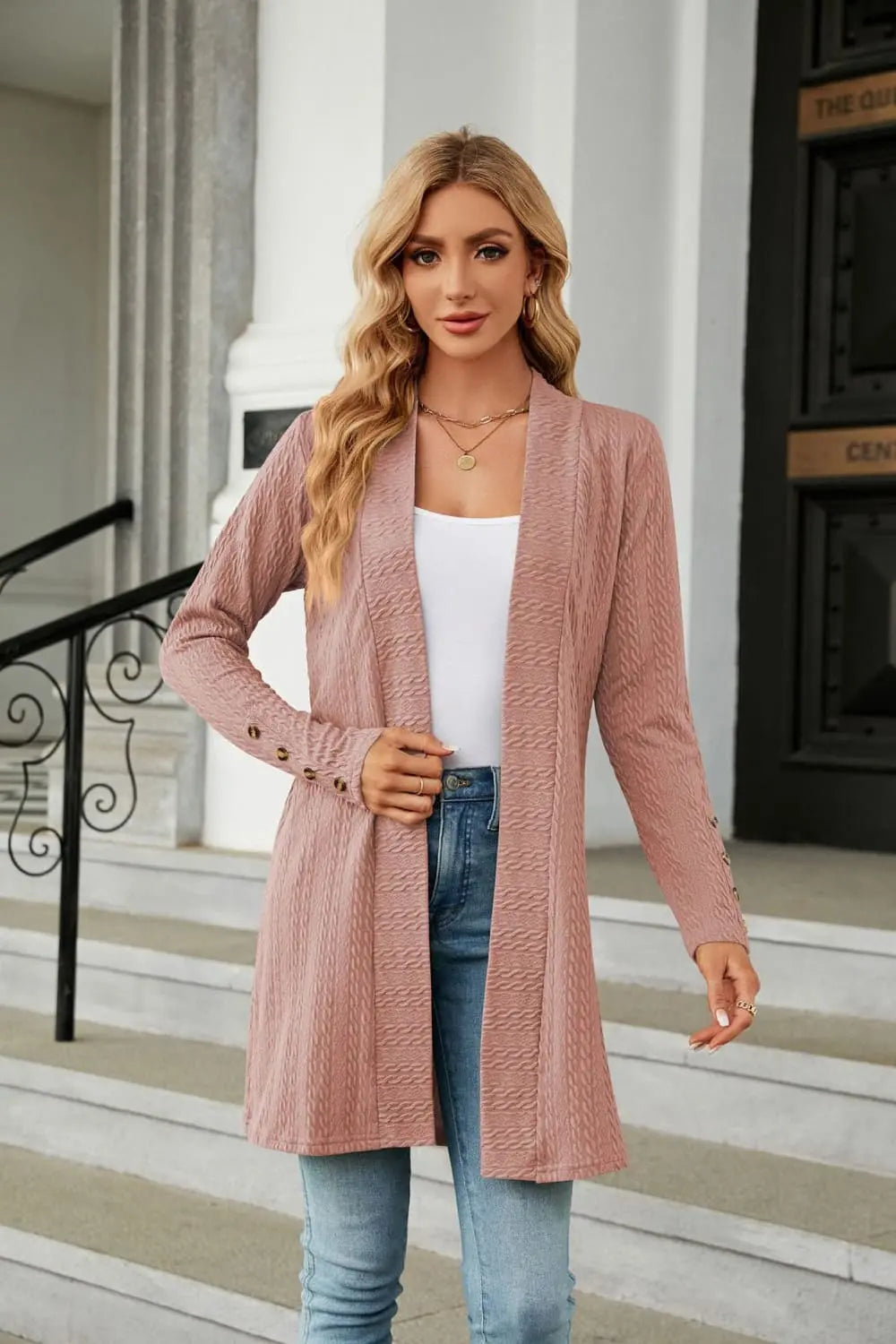 Long Sleeve Open Front Cardigan Trendsi