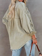 Loose Jacket With Frayed Fringe H7X7MB8ZZH Casual Chic Boutique