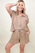 Gigio Flutter Hem Cotton Muslin Shorts with Cut Edge Detail Kiwidrop