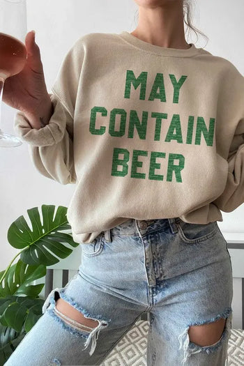 MAY CONTAIN BEER ST PATRICKS GRAPHIC SWEATSHIRT ALPHIA