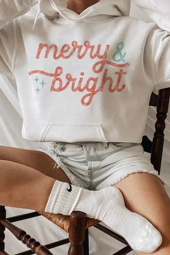 MERRY AND BRIGHT CHRISTMAS GRAPHIC HOODIE ALPHIA