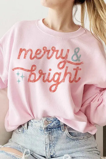 MERRY AND BRIGHT CHRISTMAS GRAPHIC SWEATSHIRT ALPHIA