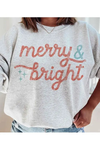 MERRY AND BRIGHT CHRISTMAS GRAPHIC SWEATSHIRT ALPHIA