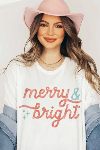 MERRY AND BRIGHT CHRISTMAS T-SHIRT PLUS SIZE ALPHIA