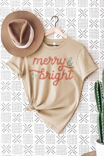 MERRY AND BRIGHT CHRISTMAS T-SHIRT PLUS SIZE ALPHIA