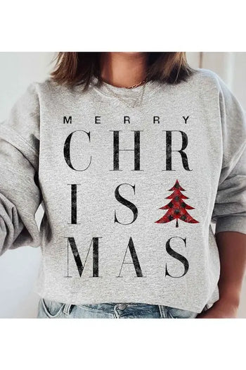 MERRY CHRISTMAS GRAPHIC SWEATSHIRT PLUS SIZE ALPHIA