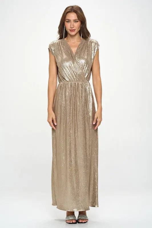 Made in USA Sleeveless Metallic Maxi Dress Renee C.