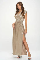 Made in USA Sleeveless Metallic Maxi Dress Renee C.