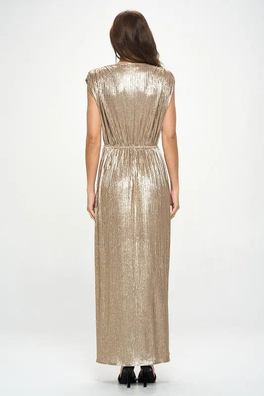 Made in USA Sleeveless Metallic Maxi Dress Renee C.