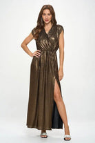 Made in USA Sleeveless Metallic Maxi Dress Renee C.