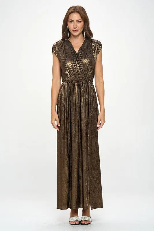 Made in USA Sleeveless Metallic Maxi Dress Renee C.