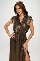 Made in USA Sleeveless Metallic Maxi Dress Renee C.