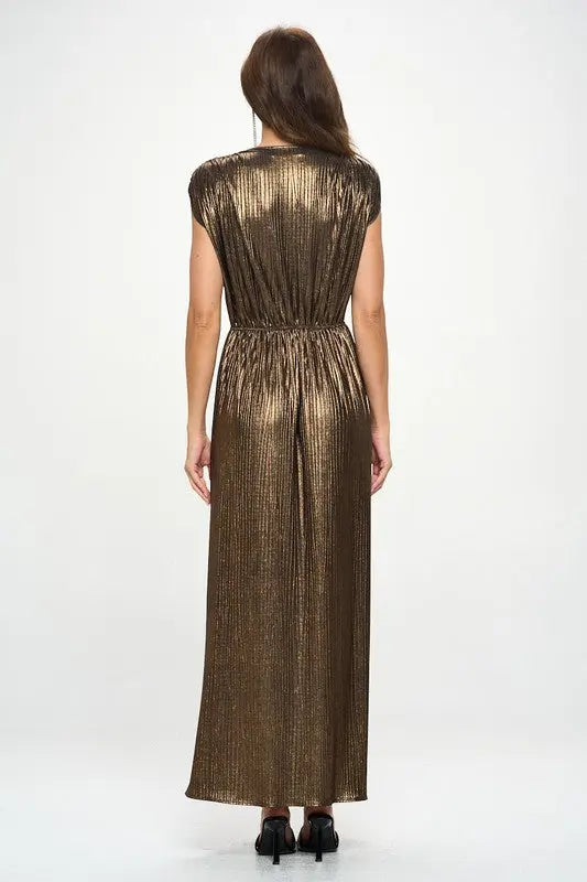 Made in USA Sleeveless Metallic Maxi Dress Renee C.