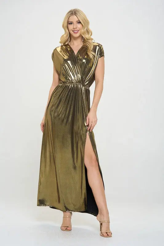 Made in USA Sleeveless Metallic Maxi Dress Renee C.