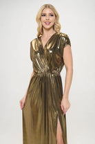 Made in USA Sleeveless Metallic Maxi Dress Renee C.