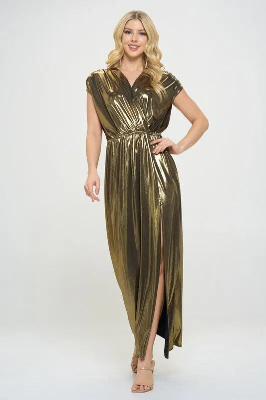 Made in USA Sleeveless Metallic Maxi Dress Renee C.