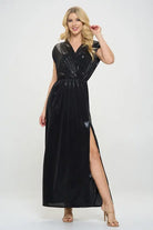 Made in USA Sleeveless Metallic Maxi Dress Renee C.