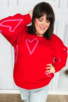 Make You Smile Red Heart Jacquard Oversized Sweater Haptics