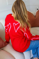 Make You Smile Red Heart Jacquard Oversized Sweater Haptics