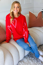 Make You Smile Red Heart Jacquard Oversized Sweater Haptics