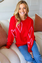 Make You Smile Red Heart Jacquard Oversized Sweater Haptics