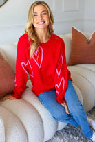 Make You Smile Red Heart Jacquard Oversized Sweater Haptics