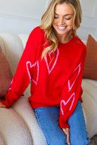 Make You Smile Red Heart Jacquard Oversized Sweater Haptics