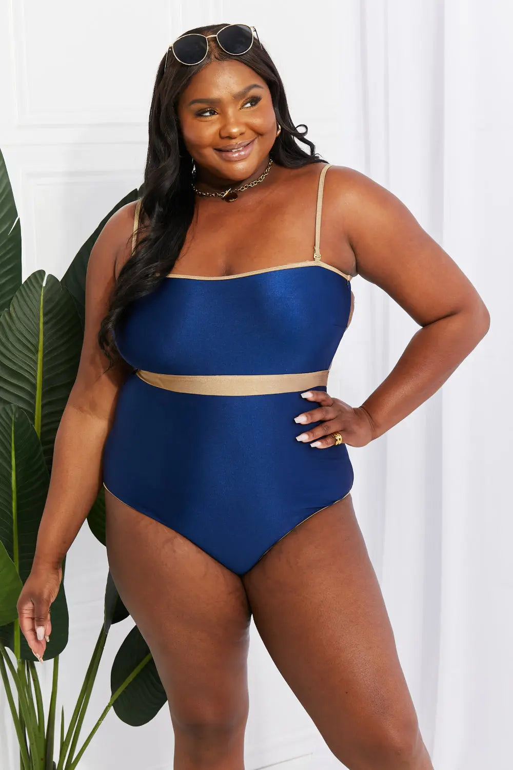 Marina West Swim Wave Break Contrast Trim One-Piece Marina West Swim