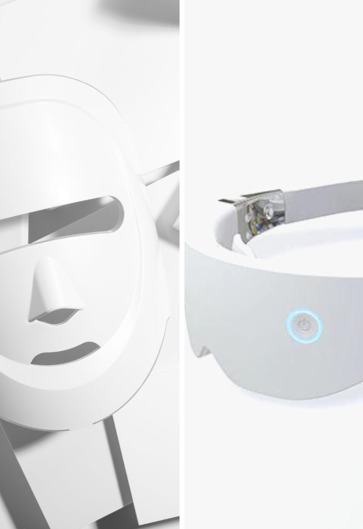 K-Beauty Bundle: Eco Face Platinum LED Mask (Pearl White) + Eye Care Solution LED Mask (Silver) ECO FACE PLATINUM