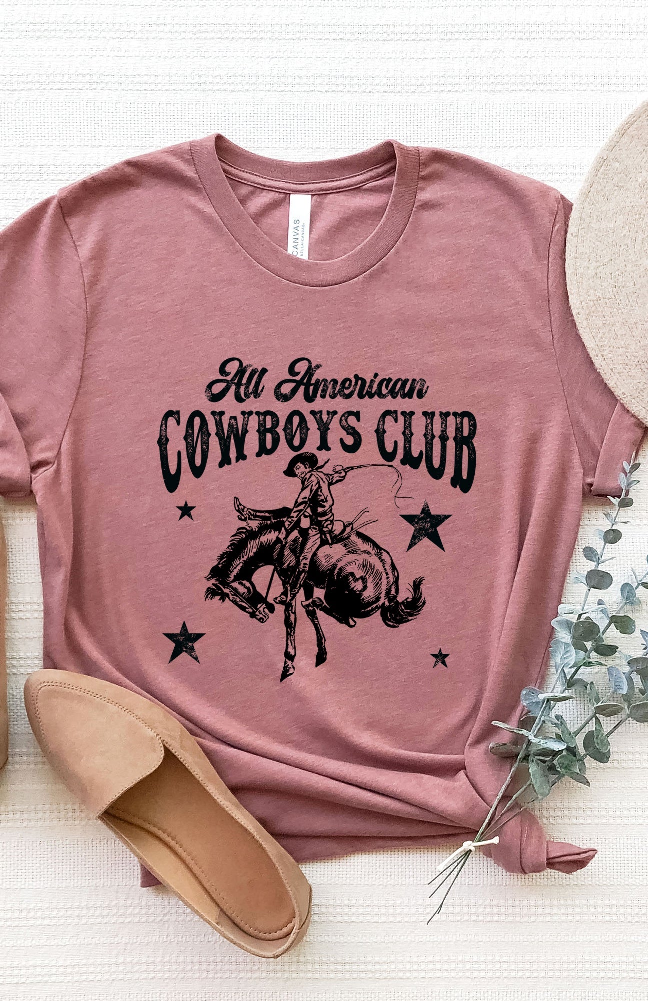 All American Cowboys Club | Short Sleeve Crewneck Olive and Ivory Retail