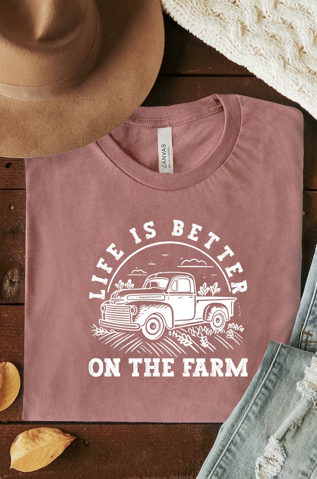 Better on the Farm Truck | Short Sleeve Crewneck Olive and Ivory Retail