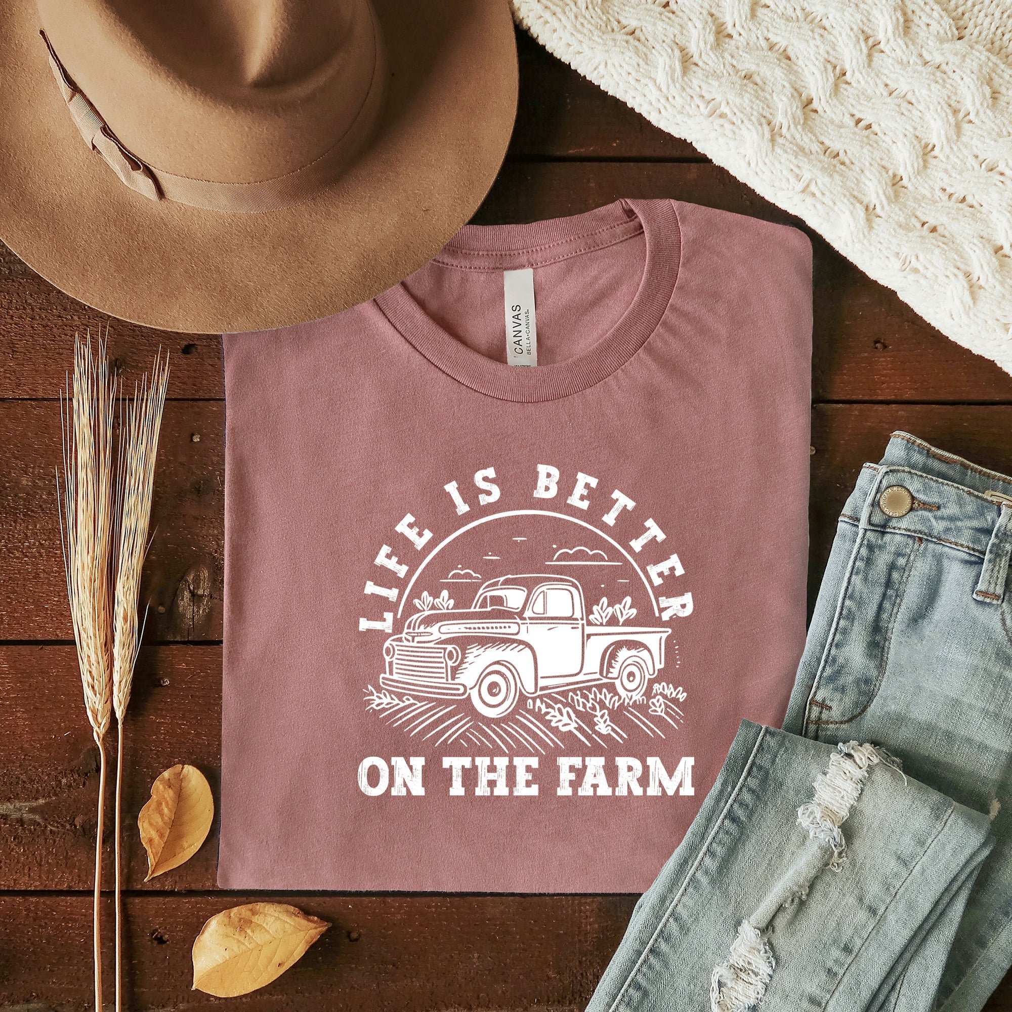 Better on the Farm Truck | Short Sleeve Crewneck Olive and Ivory Retail